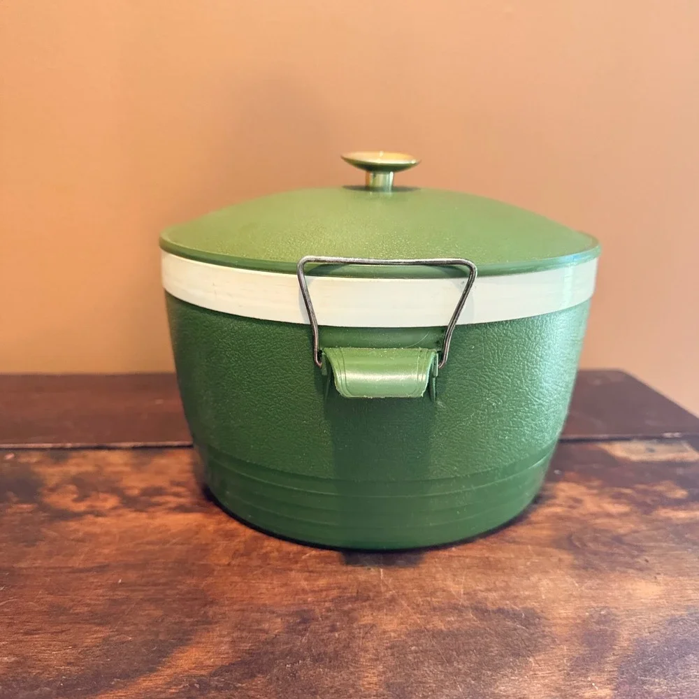 Vintage Sunfrost Thermo-O-Ware‎ Ice Bucket Green White Mid Century Barware